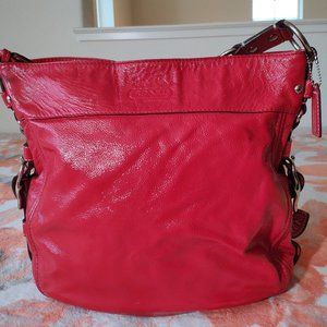 Coach red patent leather hobo bag, shoulder bag, purse